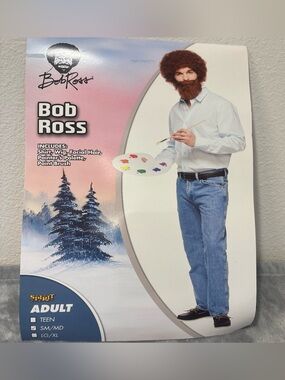 Spirit Halloween Bob Ross Costume Small Medium Curly Wig